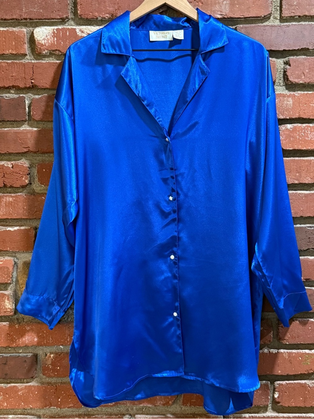 Victorias Secret Vintage gold label Blue night‎ gown PJ M/L FLAW NOTED
